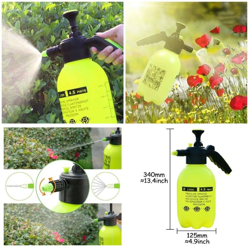 2 Litre Hand Pressure Spray Bottle with Metal Nozzle