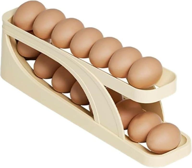 2 Tier Egg Organizer Automatic Scrolling Egg Rack Double Layer Egg Storage Tray