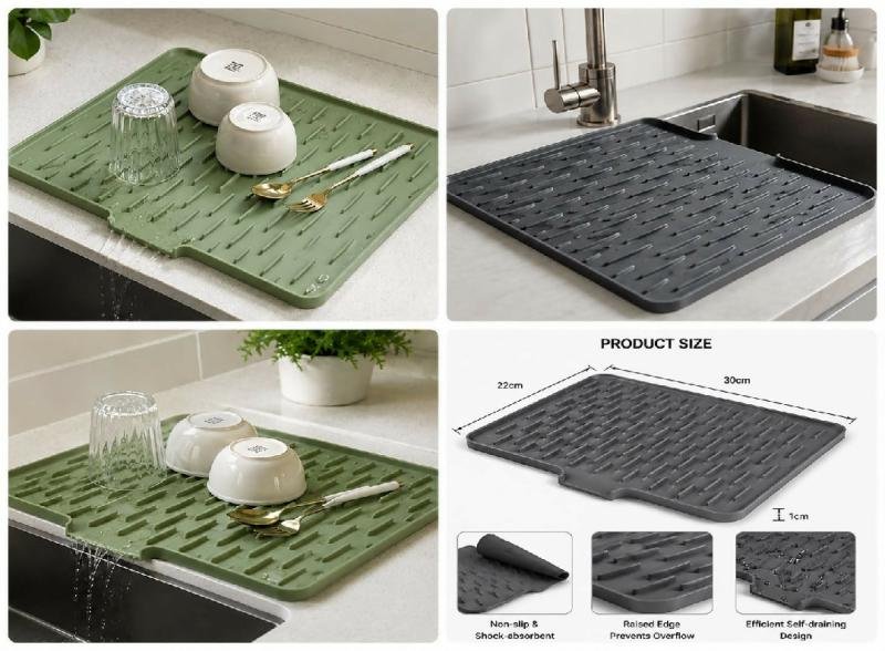 Kitchen Sink Drying Mat Fast Water Absorbent Dish Drying Pad