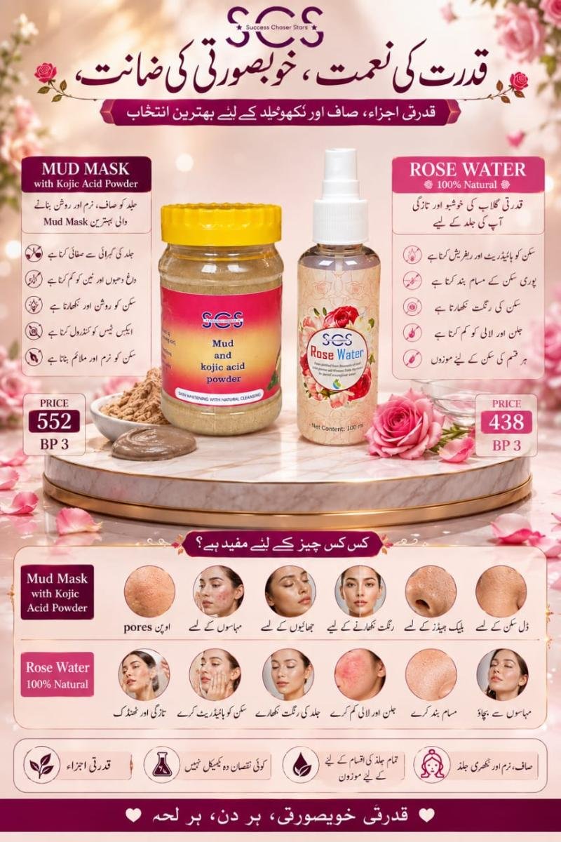 Mud mask and rose water 
