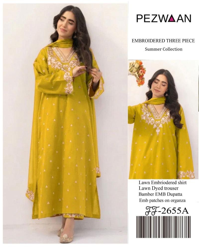 PEZWAAN Embroidered  Lawn Suit