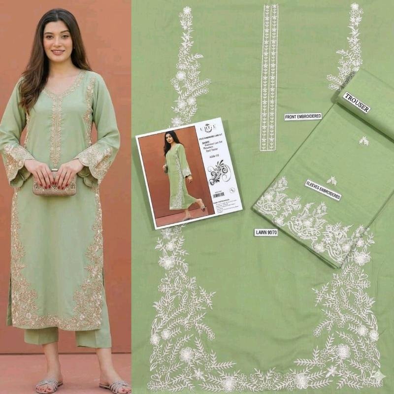 Pure lawn embroidered 2pc