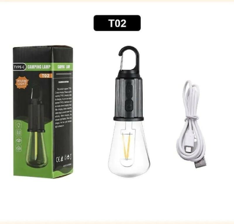 Rechargeable Camping Light Bulbs Portable LED Camping Lanterns Hanging Tent Lamp with 3 Lighting Modes and Hook for Emergency Hiking Fishing Backpacking Power Outages