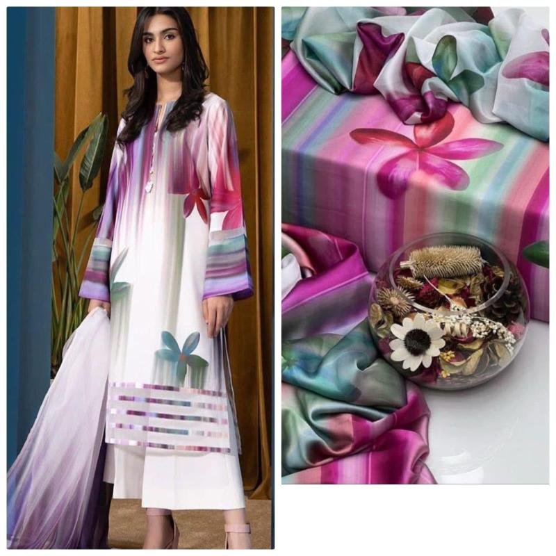 Shamooz silk fabric lawn  - Buy Online in Pakistan